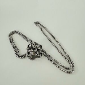Silver Chain Necklace with Intricate Pendant